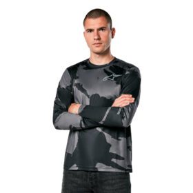 Polo Manga Larga Camo Performance Negro