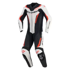 ALPINESTAR GP FORCE V2 LEATHER SUIT 1 PC - WHITE BLACK RED FLUO
